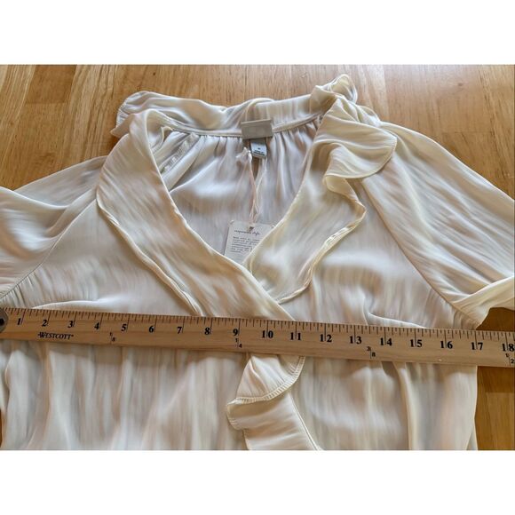 A New Day Flounce Long Sleeve V-Neck Ruffle Wrap Blouse SZ S NWT - Picture 7 of 13